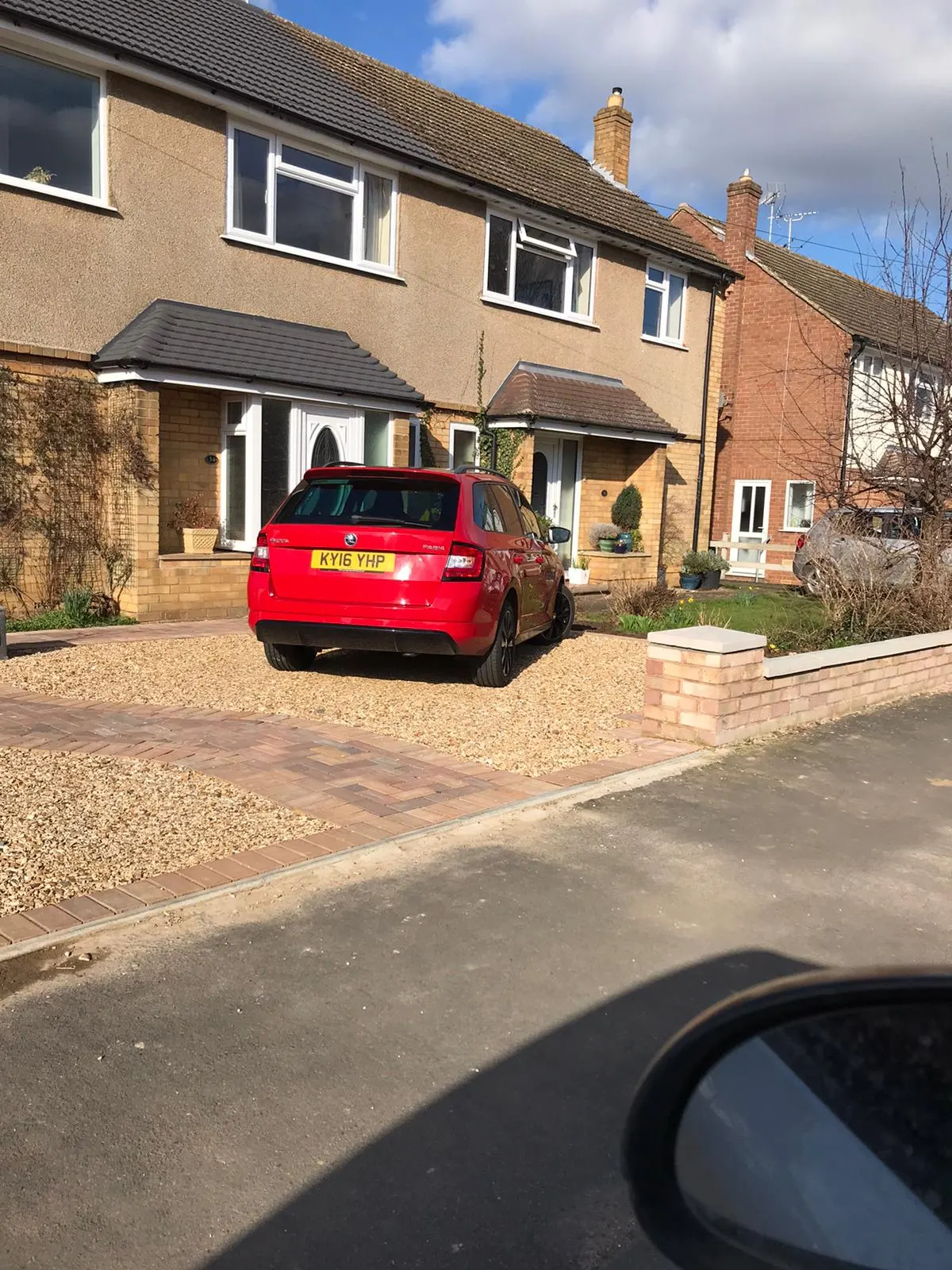 Gravel driveway at a semi-detached house